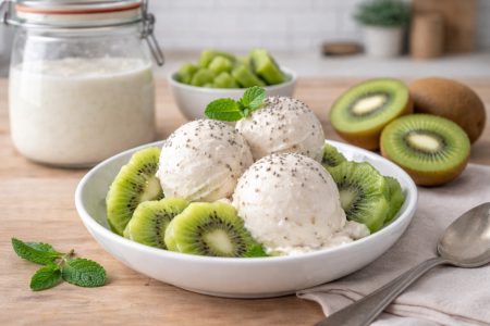 Receta Gatimi me Kefir - Receta të Shëndetshme dhe të Detajuara - nga edesia.al - akullore me kefir dhe fruta
