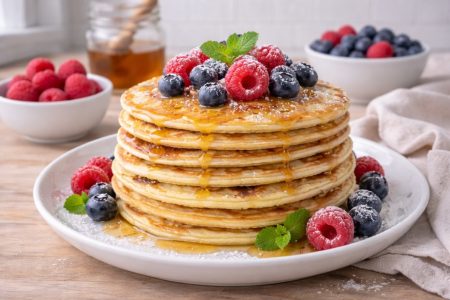 Receta Gatimi me Kefir - Receta të Shëndetshme dhe të Detajuara - nga edesia.al pancakes me kefir dhe boronicë/mjedër