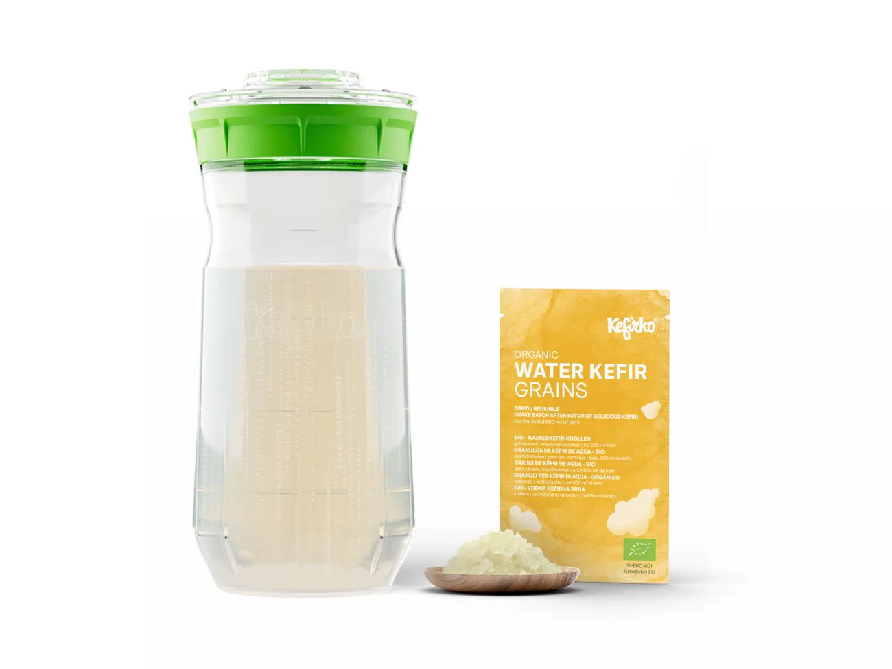 WATER-KEFIR-STARTER-KIT-1300x975 Set Kefiri Uji Kefirko 900ml | Me 5g Farë Kefiri Uji Bio - Image 1